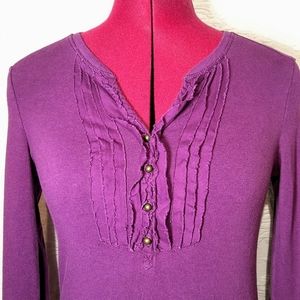 Eddie Bauer Small Purple Ruffle Long Sleeve Shirt